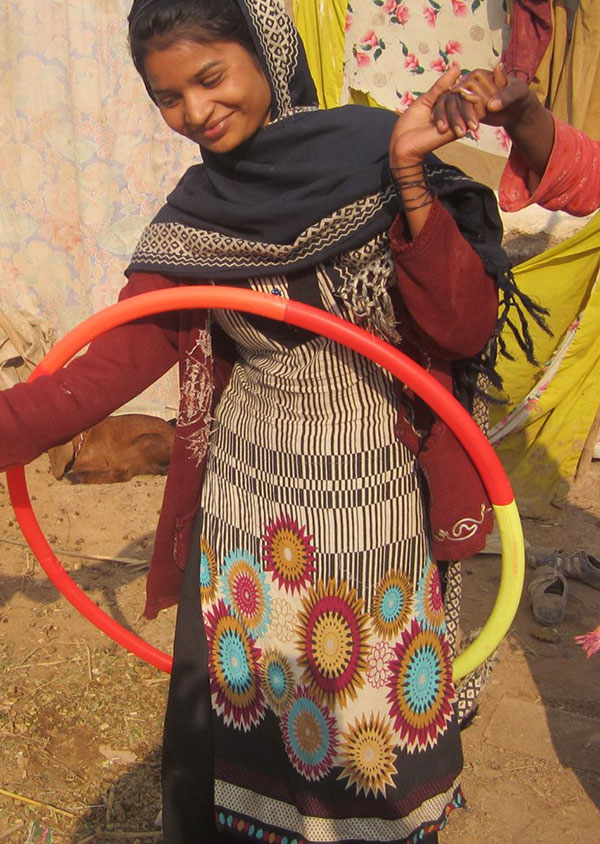 person enjoying the hula hoop from our base pack
