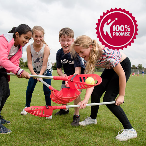 a group of children playing lacrosse